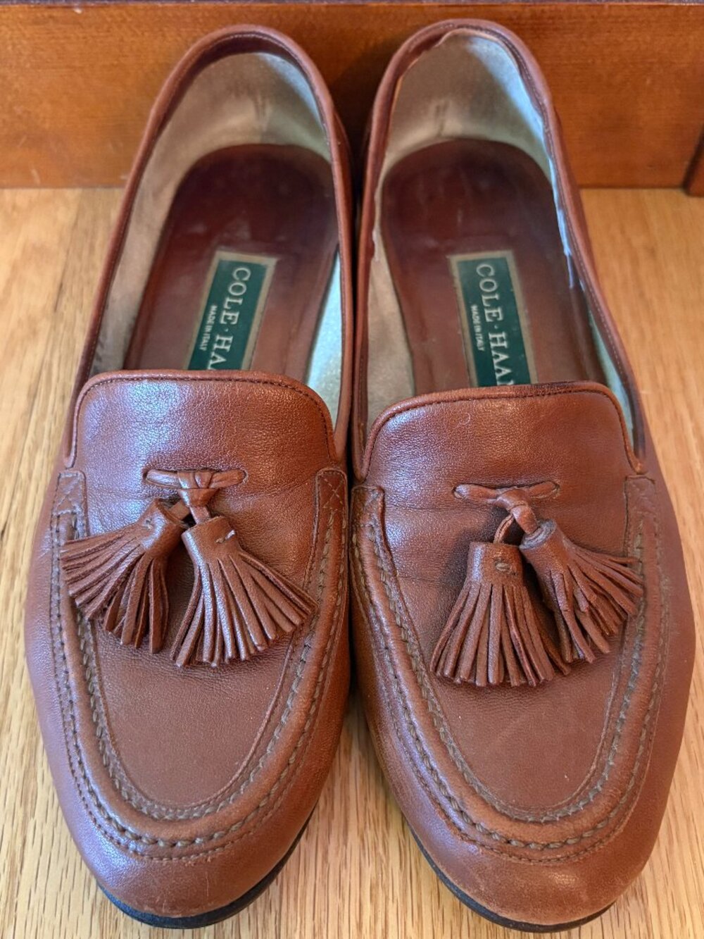 Vintage Cole Haan Made in Italy Brown Leather Tassel Loafers Size 6 1/2 B